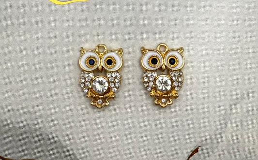 Sparkling Gold Owl DIY Metal Charm