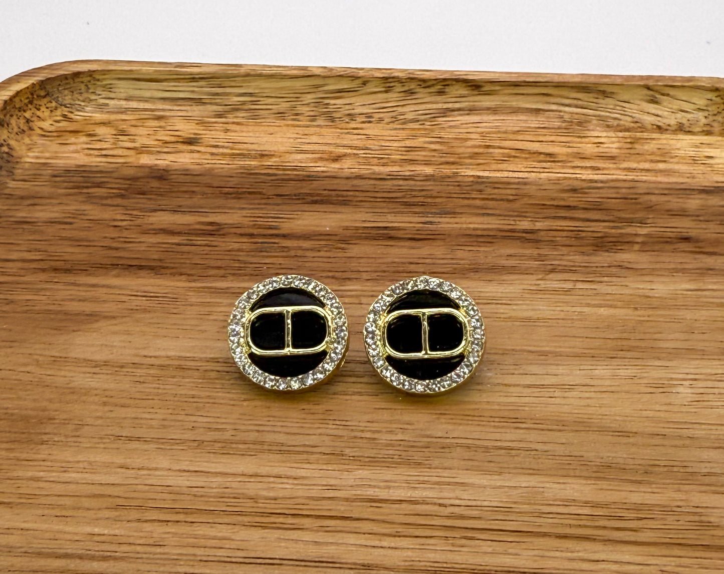 CD Dior Gold Stud Earrings
