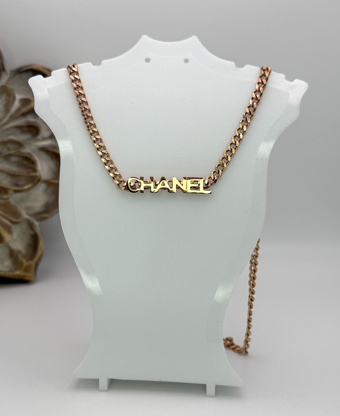 Rose Gold CC Cuban Style Adjustable Necklace