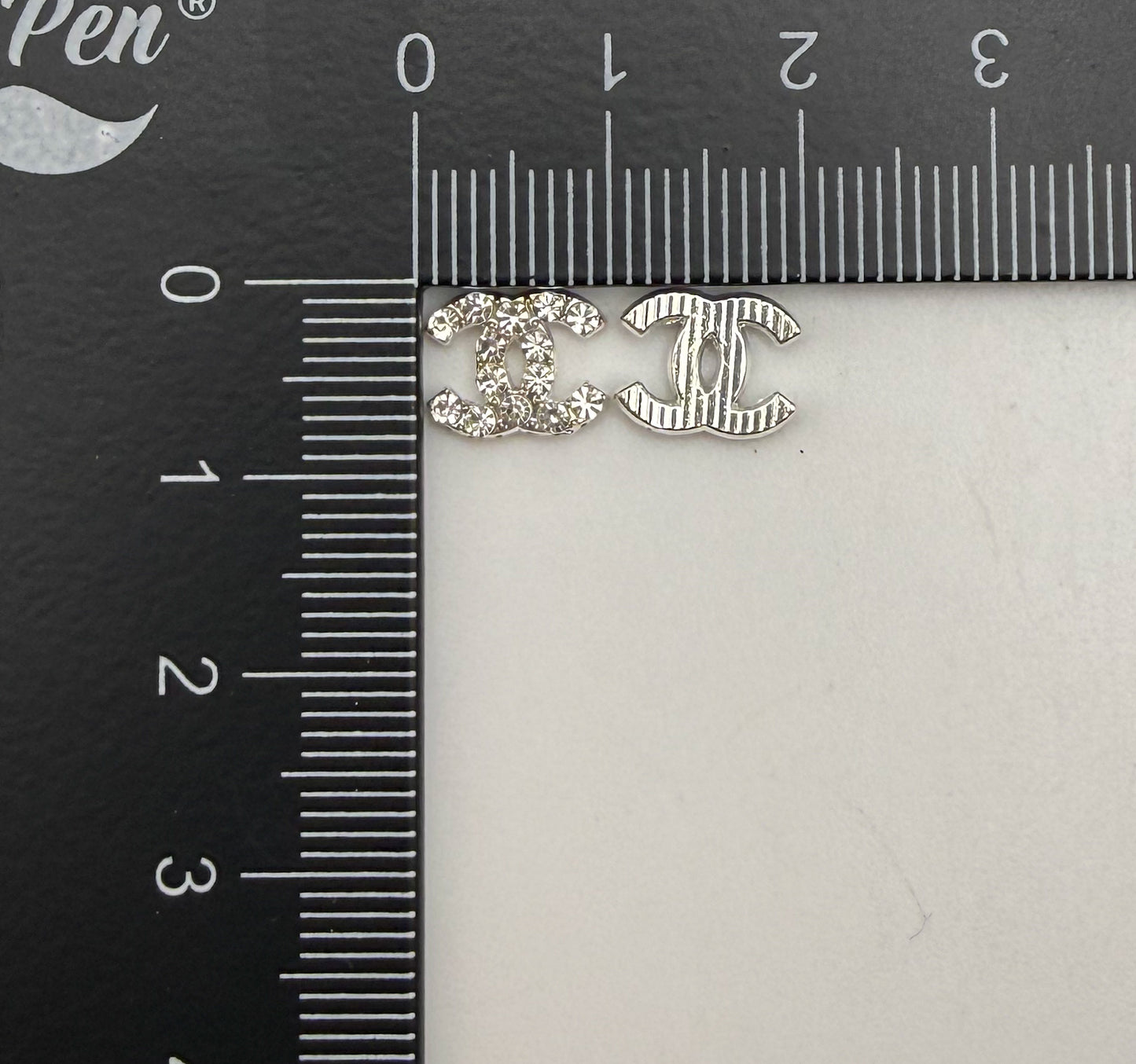 Mini Bling Silver & Gold Flat Back LV & CC Designer DIY Nail Charms