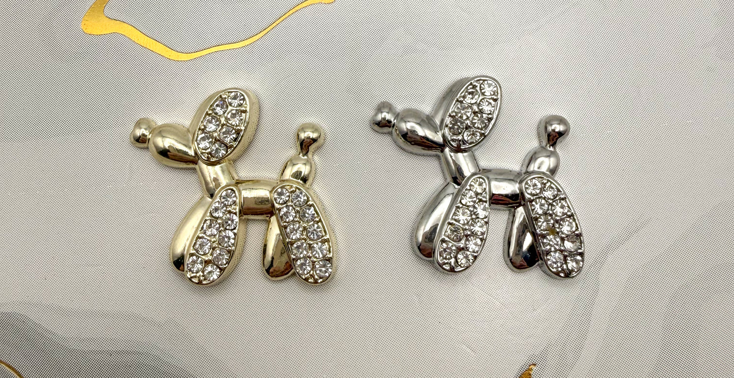 Gold & Silver Balloon Dog Metal DIY Charms