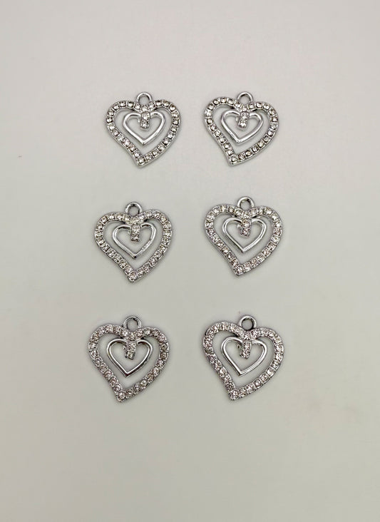 Silver Zircon Heart DIY Charms