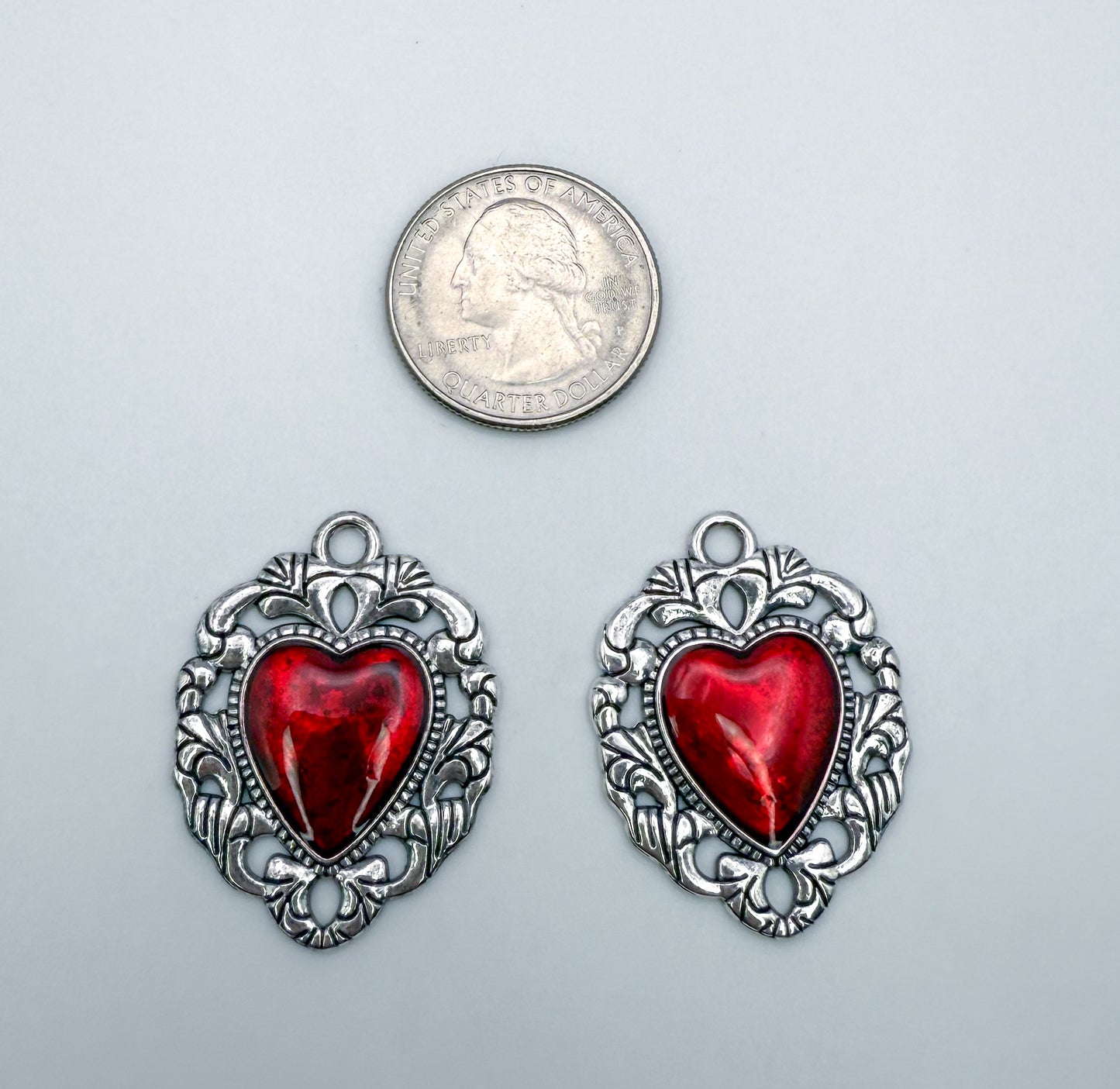 Royalty Red Heart DIY Silver Charm