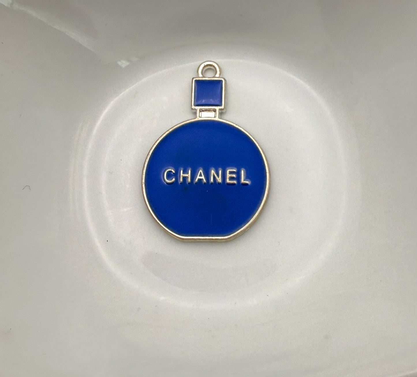 Chanel Perfume Bottle Silver & Gold Enamel Charm Pendants