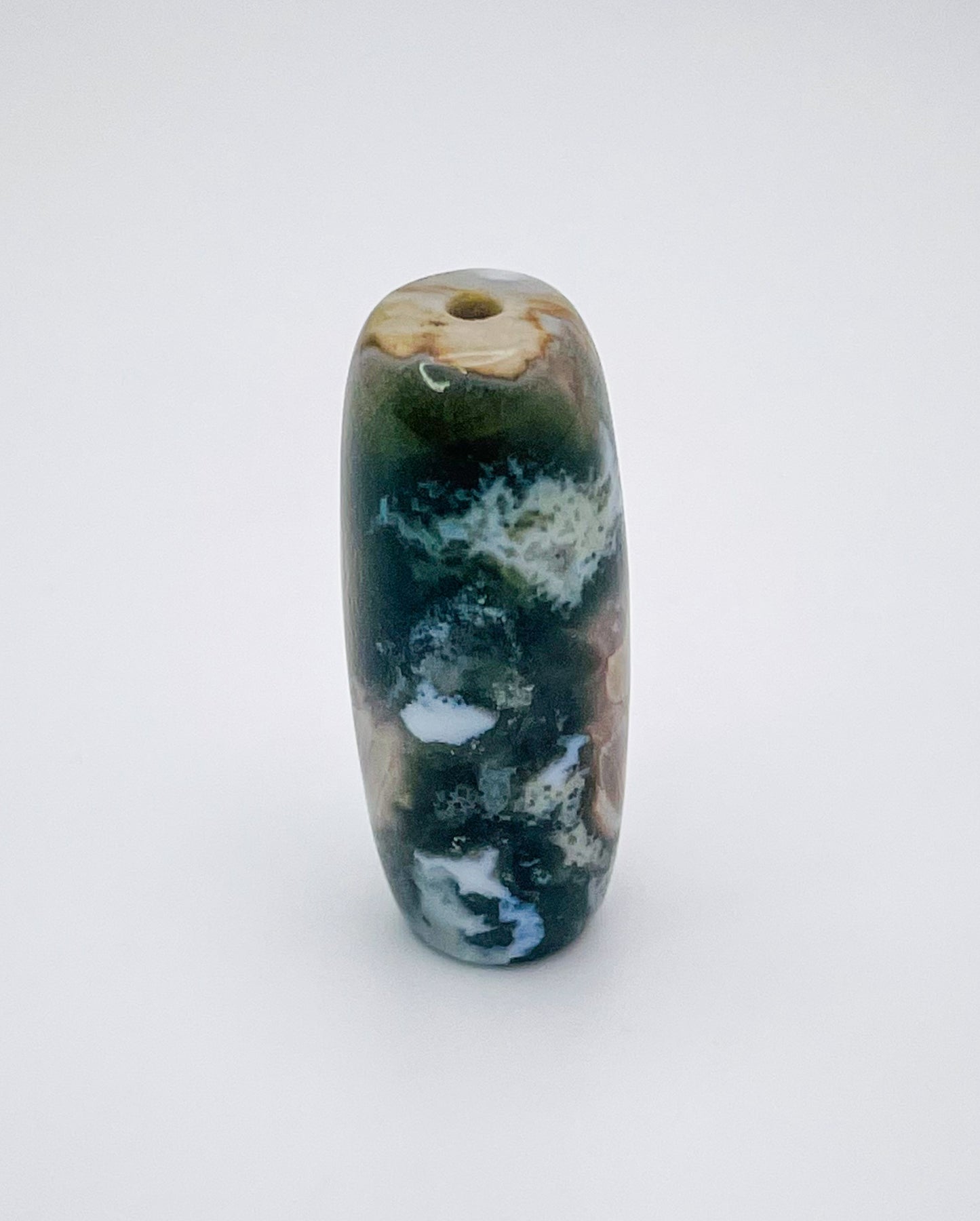 Natural Ocean Jasper Focal Barrel  Crystal Beads