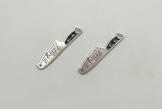 Killing it Silver Knife DIY Halloween Metal Charm