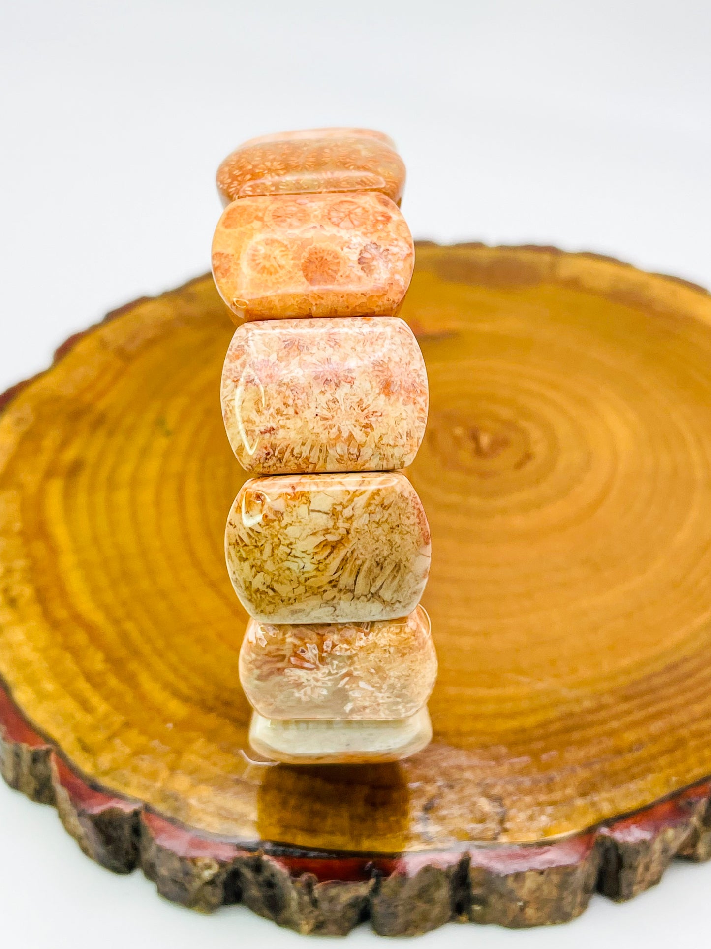 Natural Coral Jade Bangle Bracelet