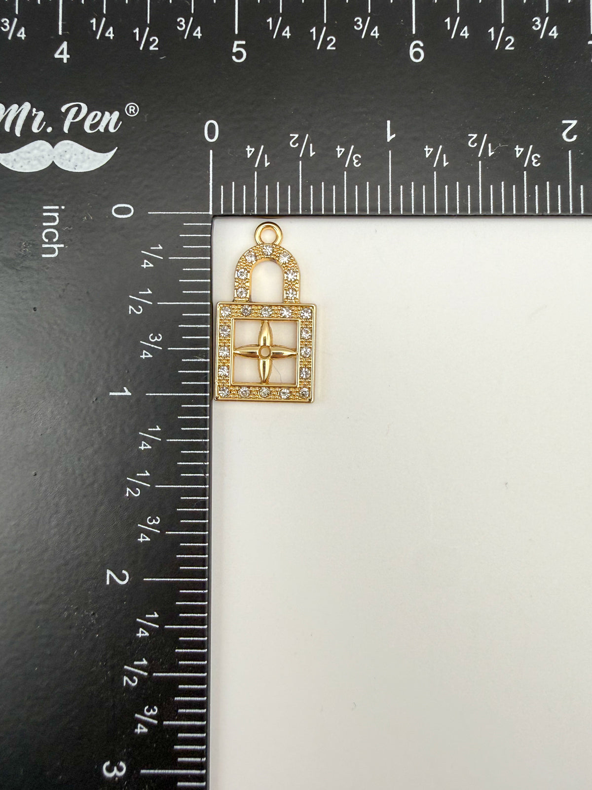 Gold Bling Clover Lock Charm Pendant DIY