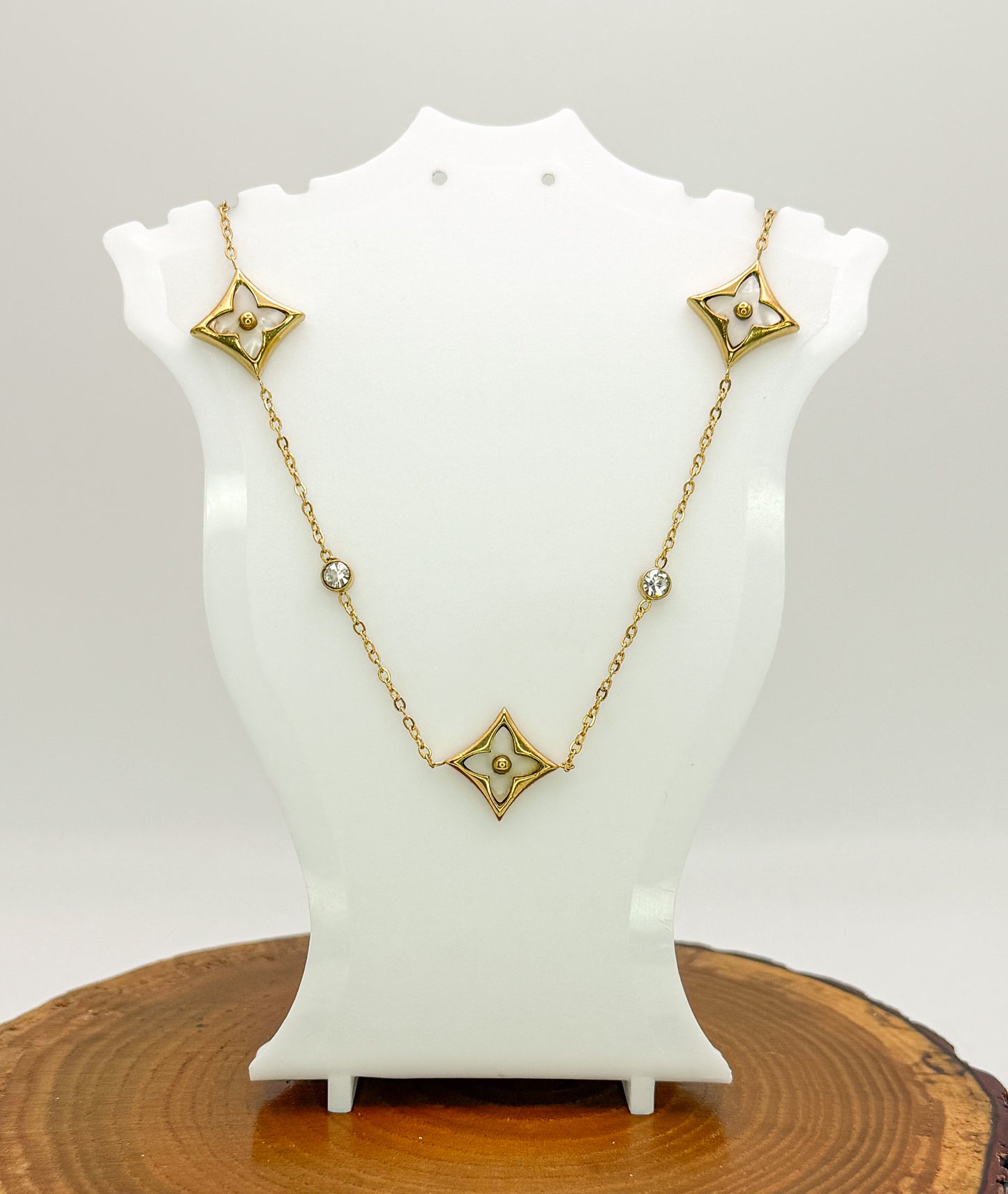 LV Logo Designer Gold Stainless Steel Necklace