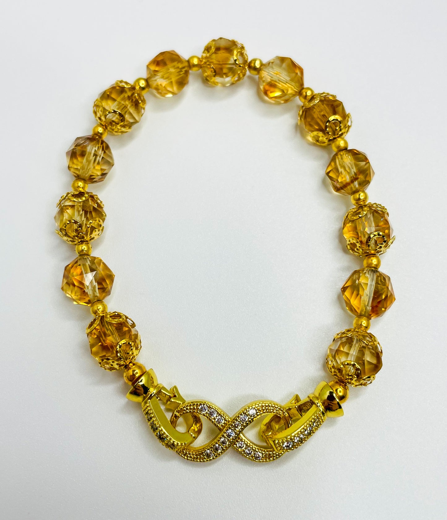 High Quality Natural Faceted Citrine Infinity Bracelet