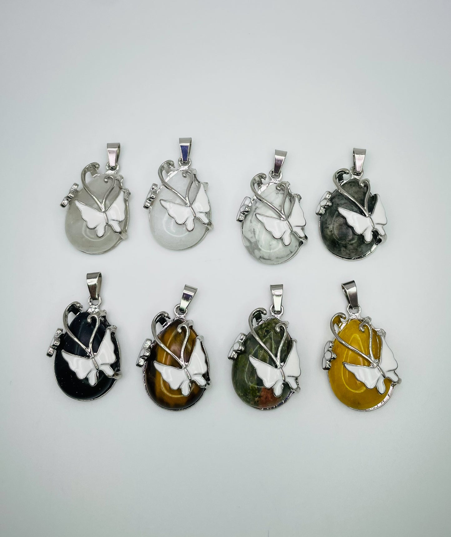 Crystal Teardrops Butterfly Pendants