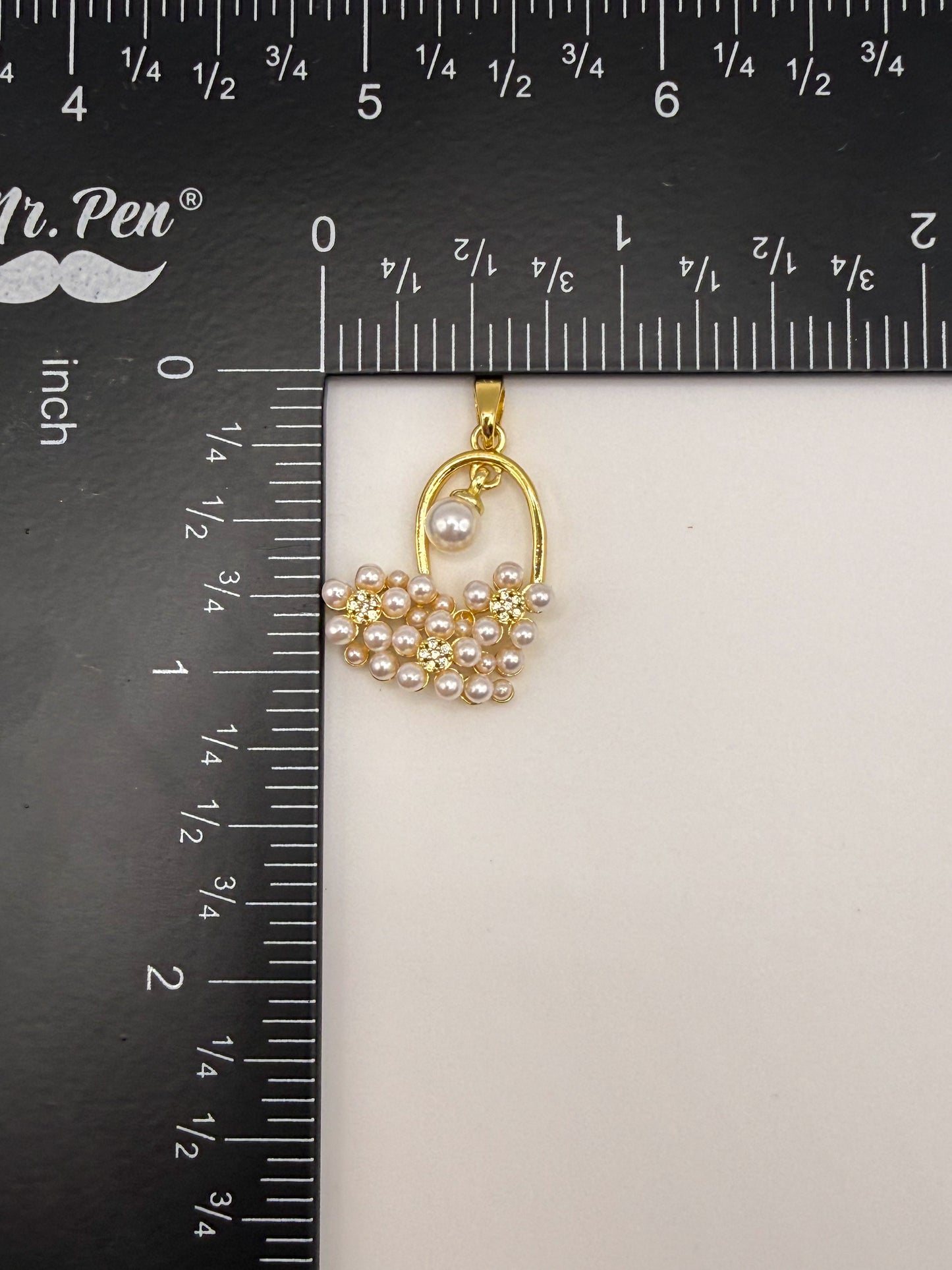 Gold Pearl Cluster Heart Charm Pendant
