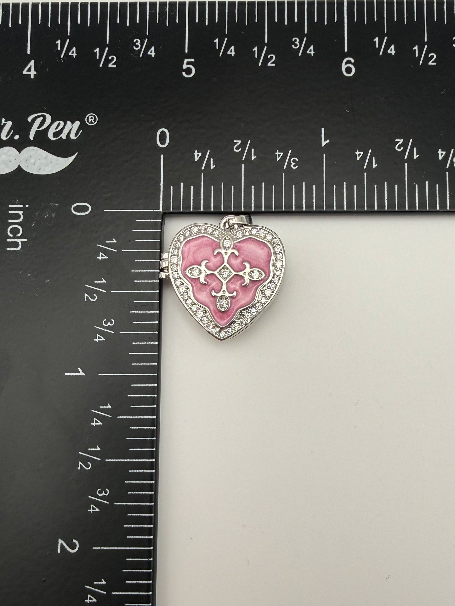 Silver Heart Enameled Emblem Locket Charm Pendant