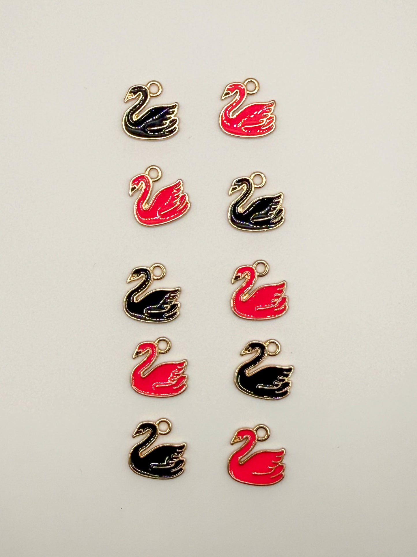Black & Pink Swan Metal DIY Charm Set
