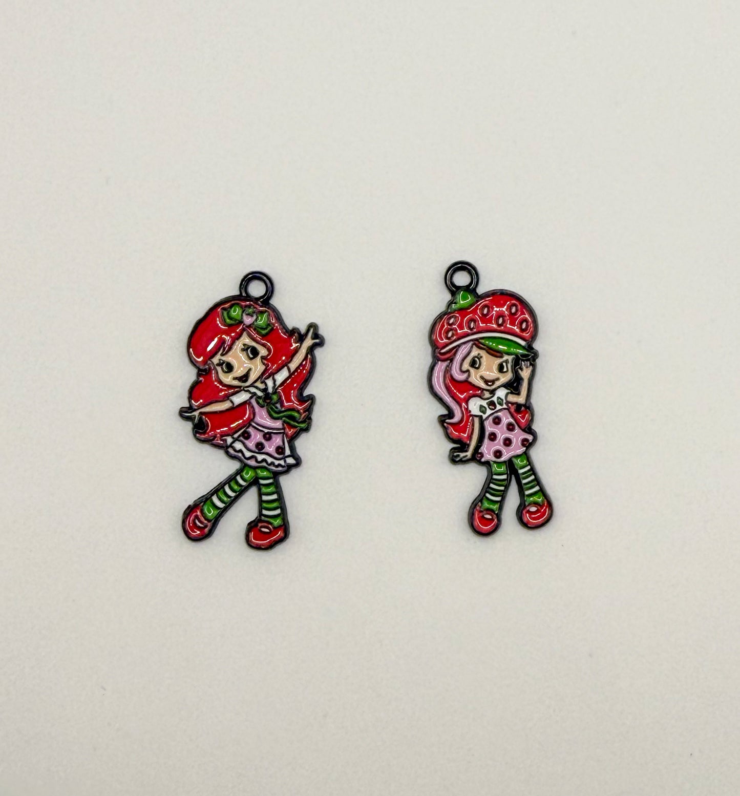 Strawberry Girl Metal Charm
