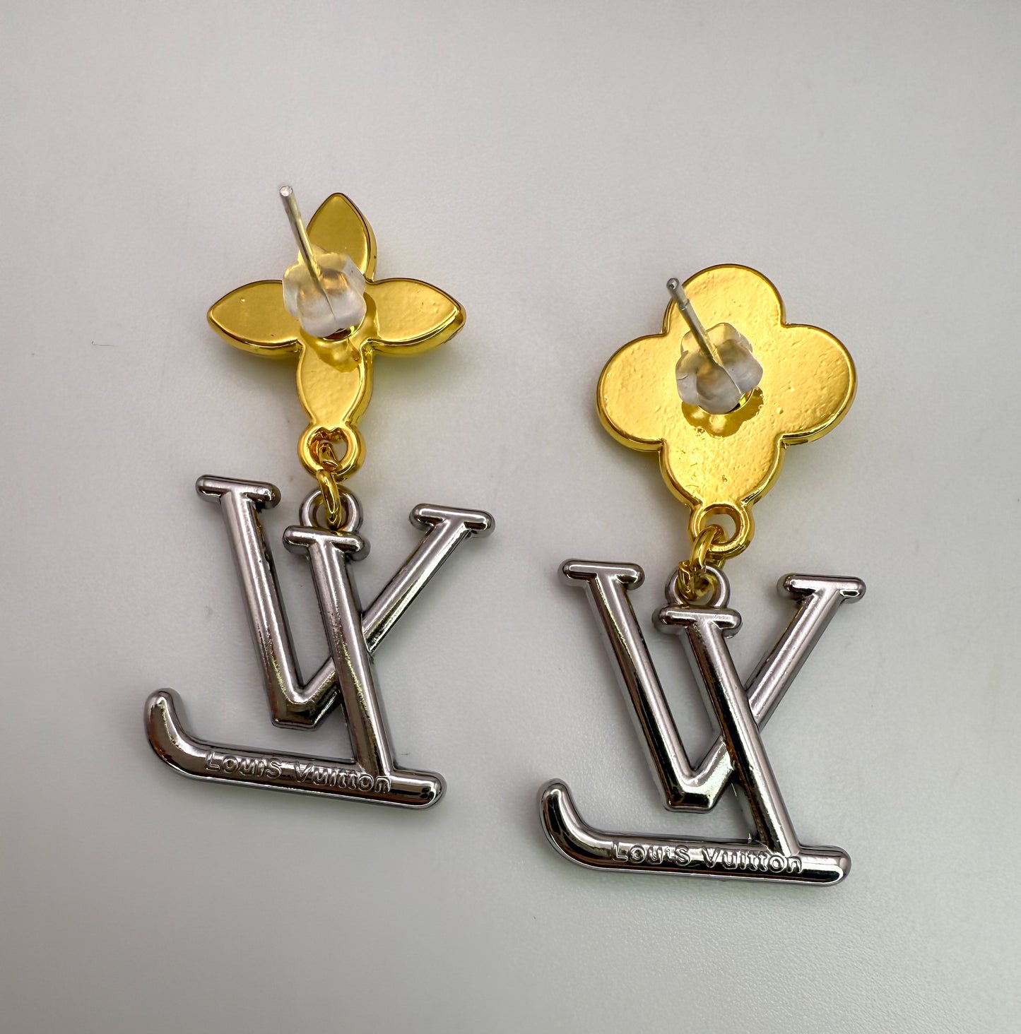 Gold & Silver LV Stud Earrings