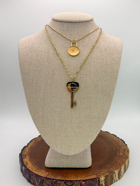 Double Layered T&Co. Gold Pendant Necklace
