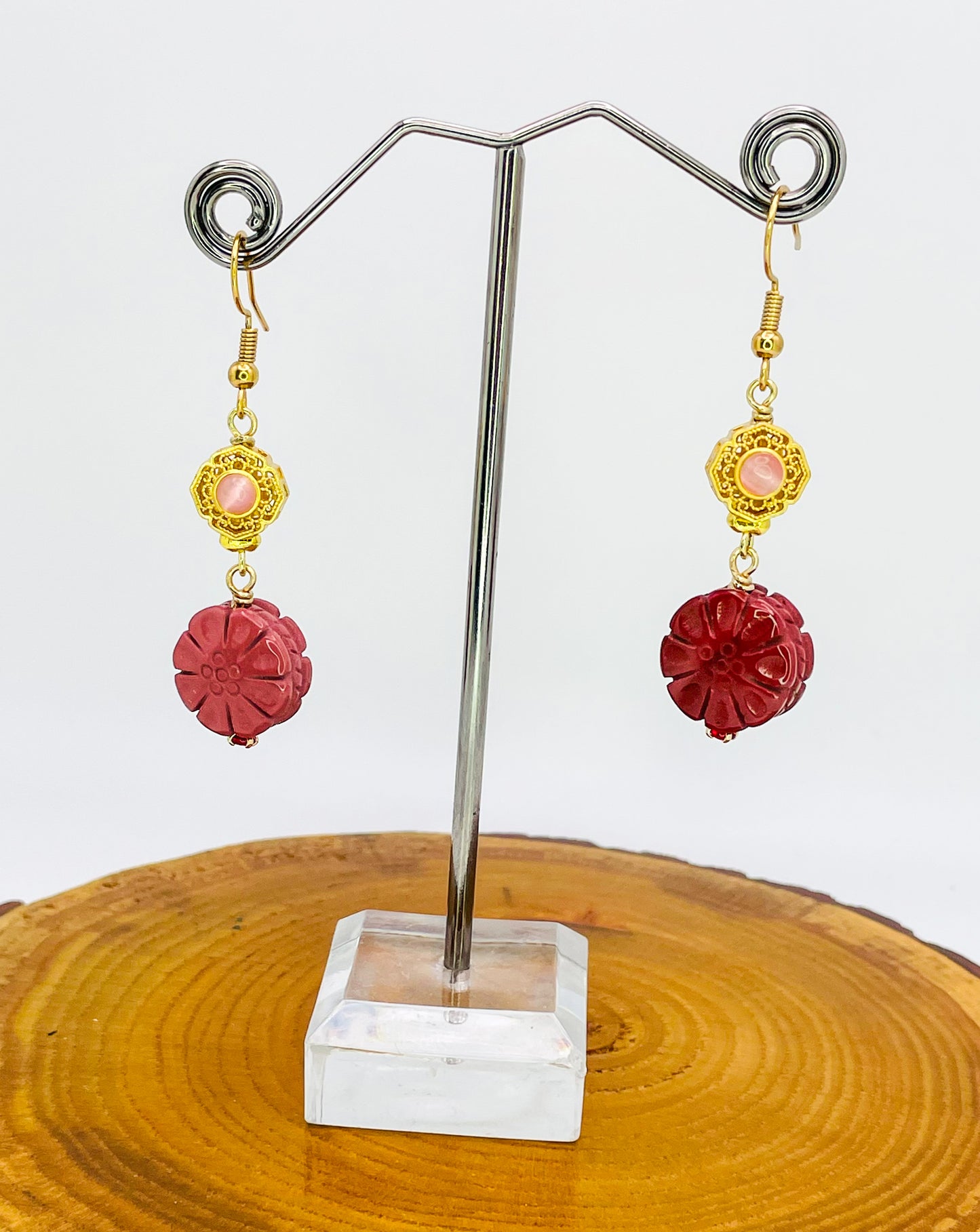 Vibrant Natural Alashan Flower Earrings