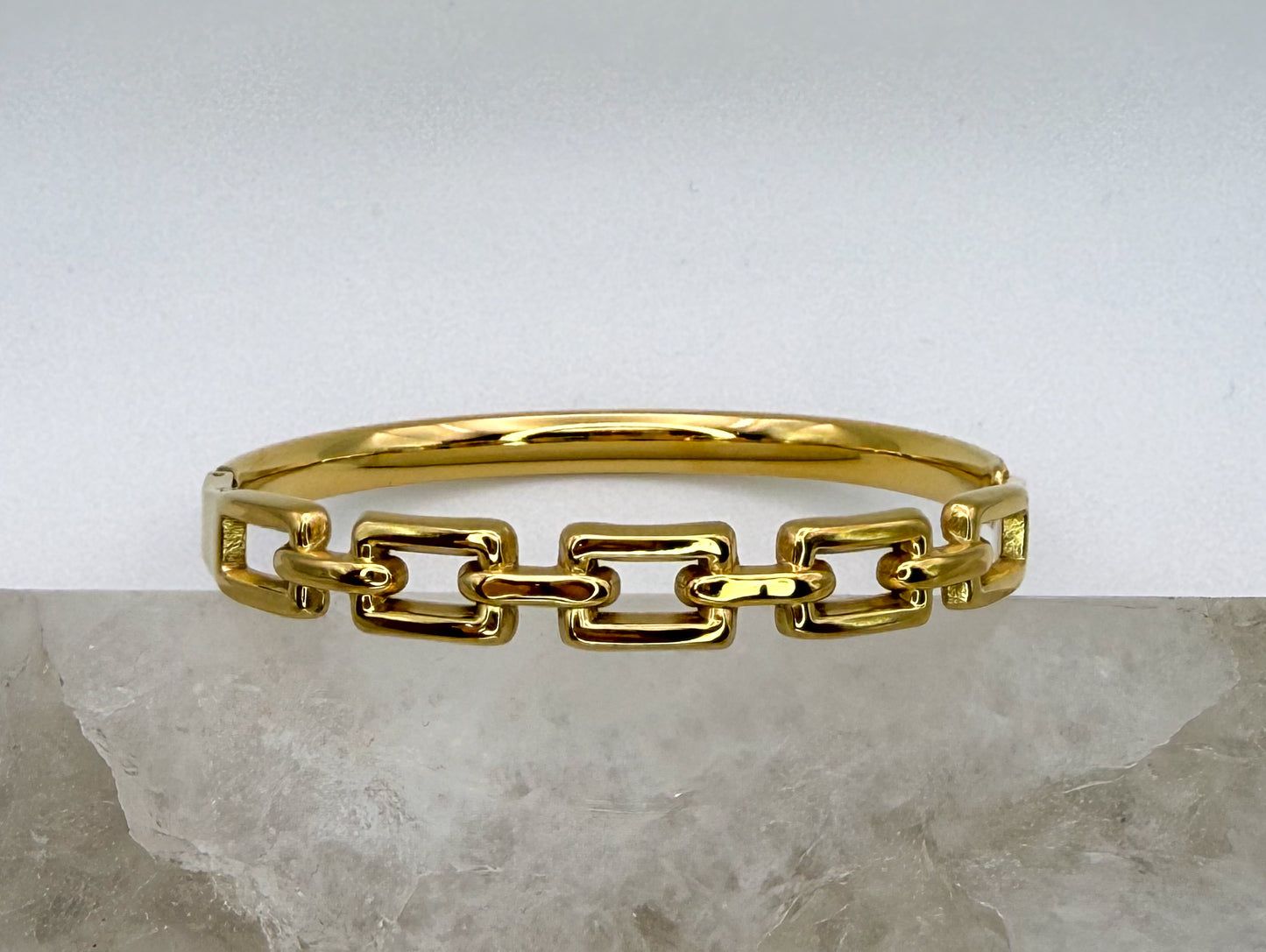 Gold Stainless Steel Chain Link Bangle Bracelet