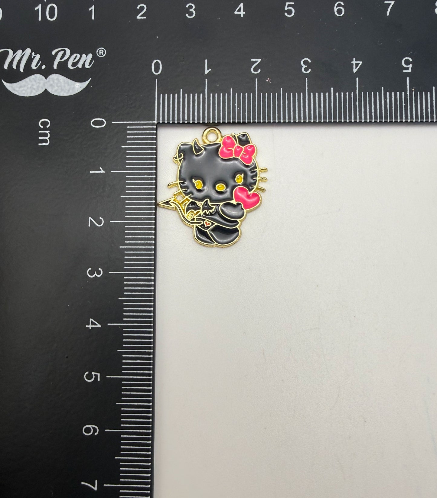 Gold & Black Enamel Cupid Hello Kitty DIY Metal Charms