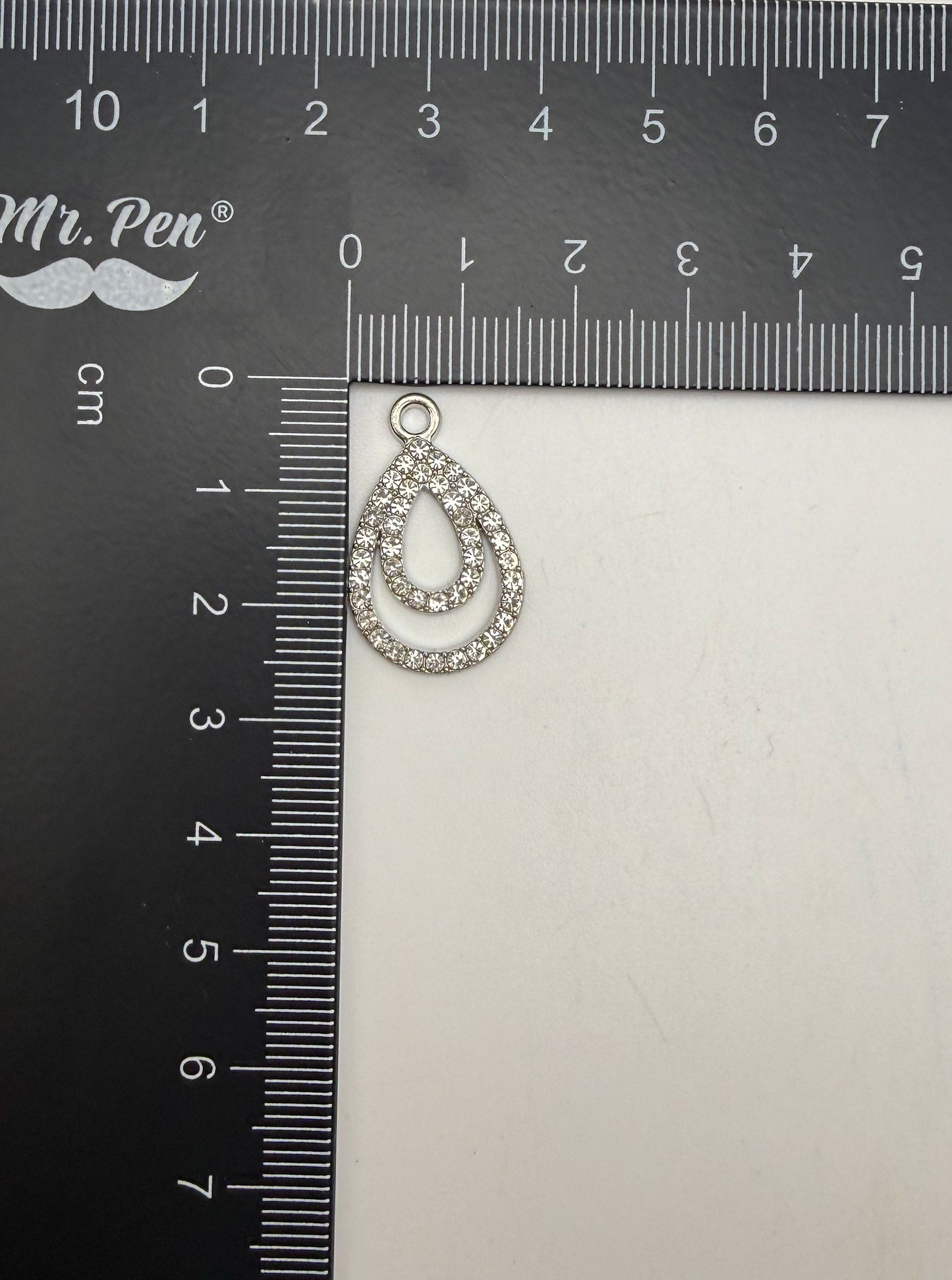 Elegant Rhinestone Double Teardrop Metal Charms