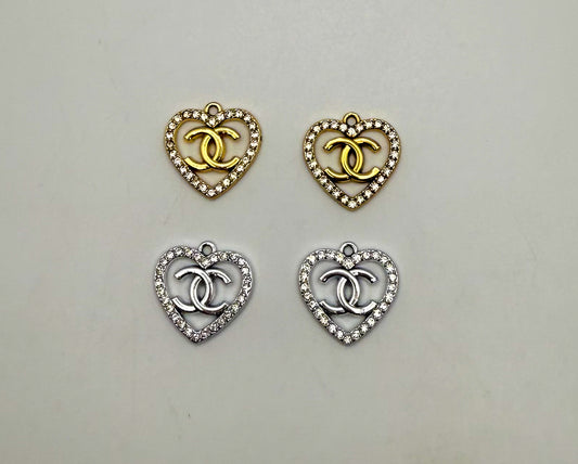 Gold and Silver CC Designer Heart DIY Charms