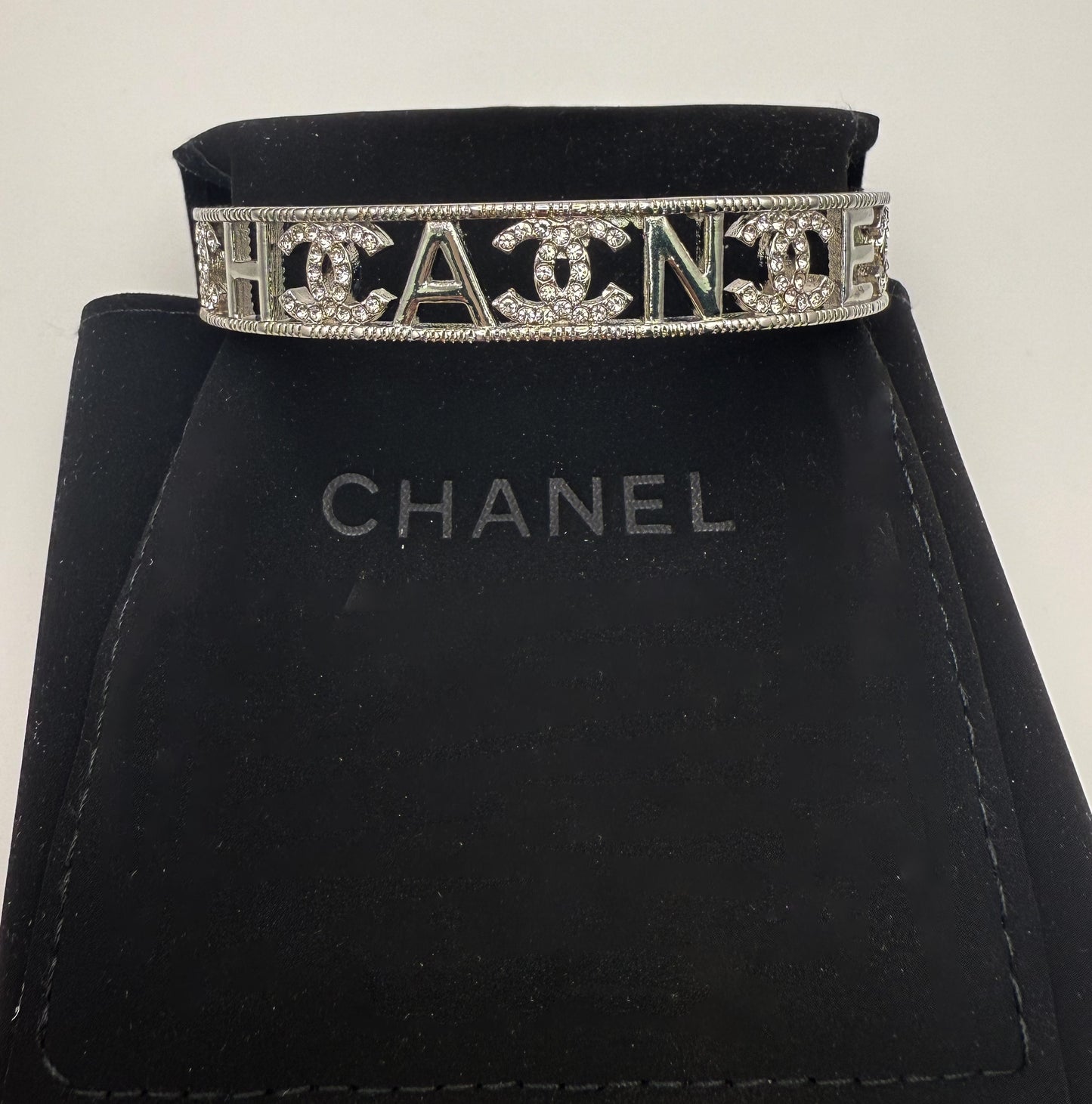 CC Chanel Open Back Silver Bangle