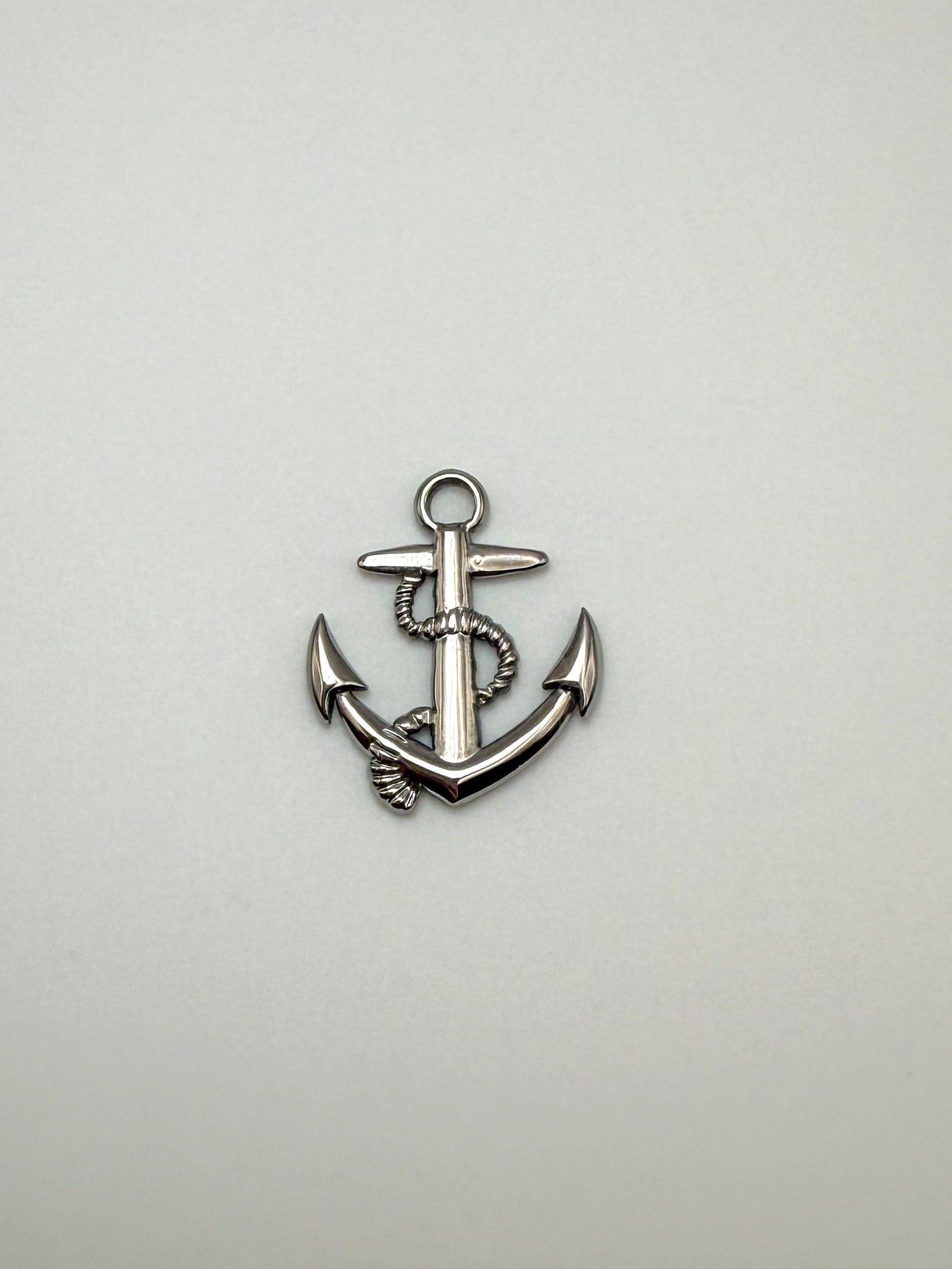 Stainless Steel Silver Anchor with Rope Charm Pendant