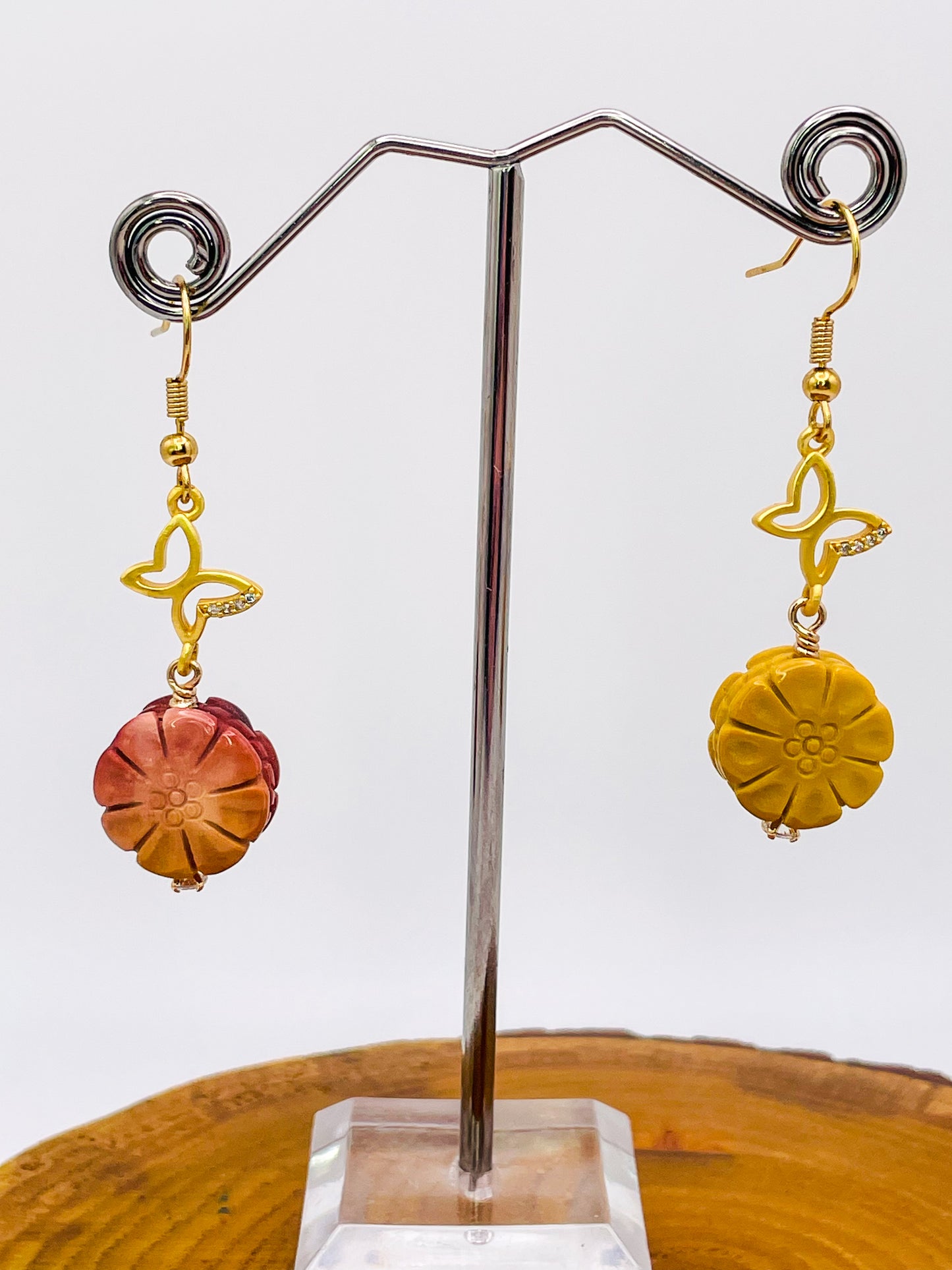 Vibrant Natural Alashan Flower Earrings