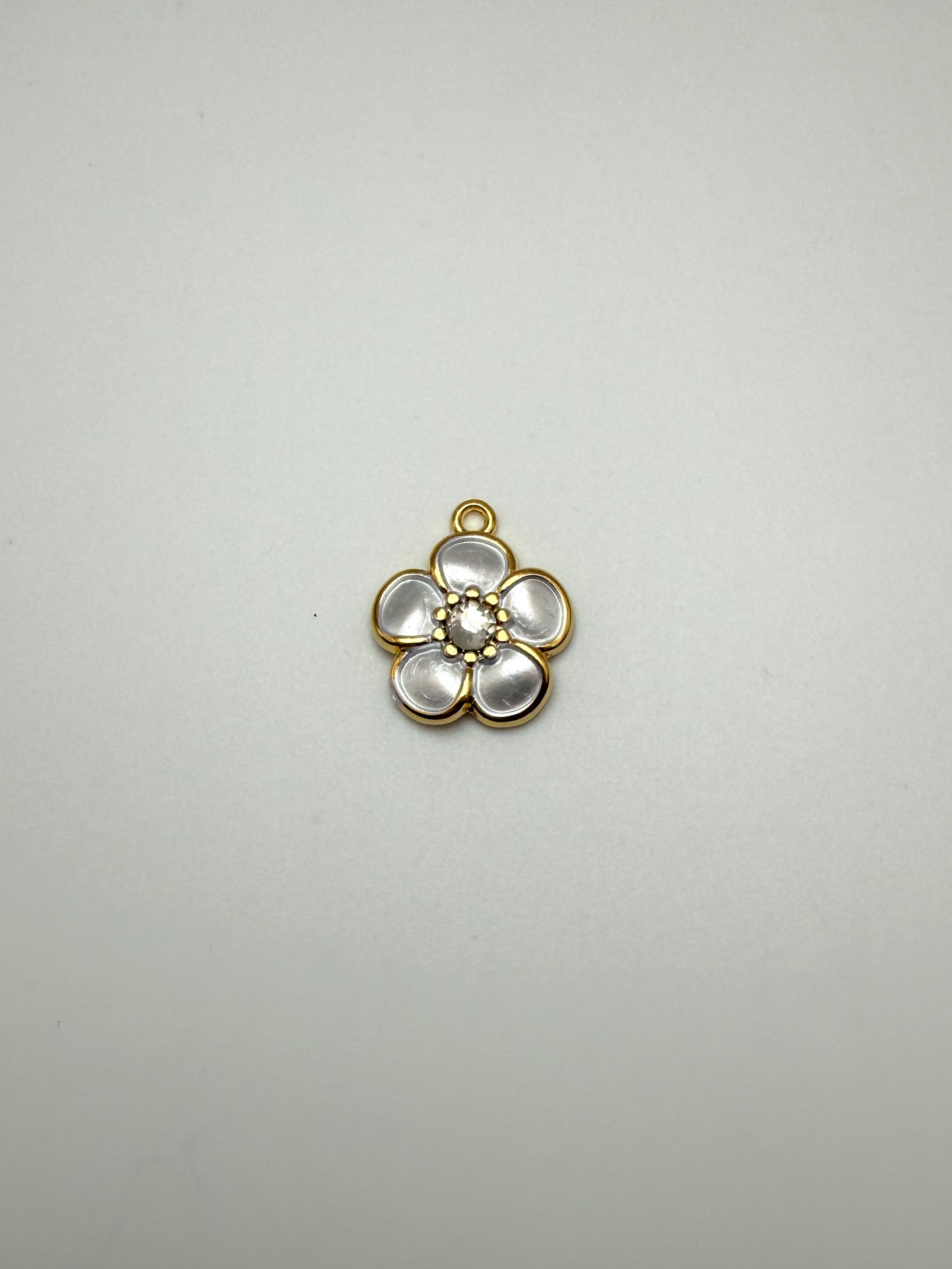 Stainless Steel Mini Gold Enamel Sakura Flower Charms