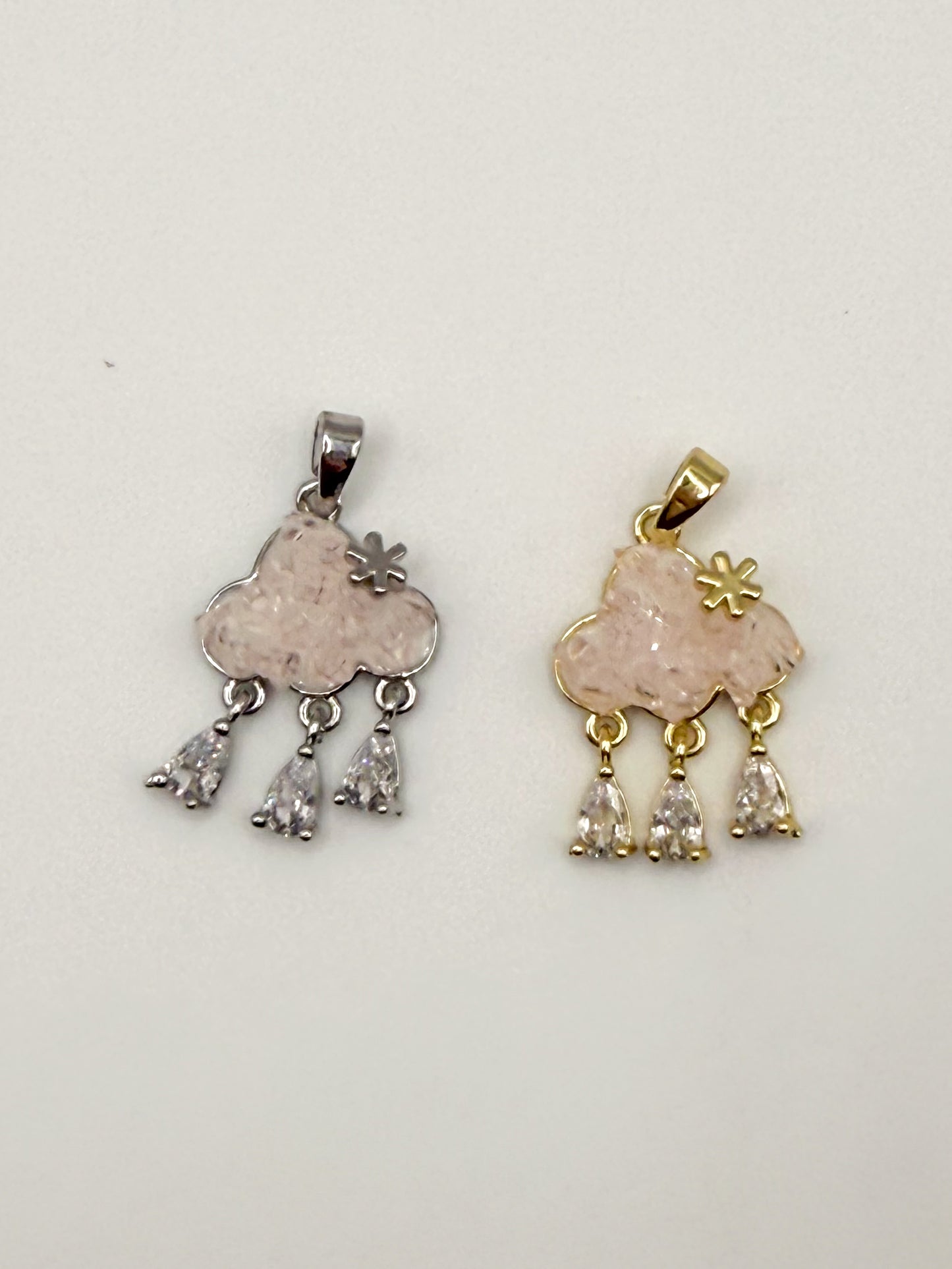Druzy Cloud Dangle Gold & Silver Charm Pendants