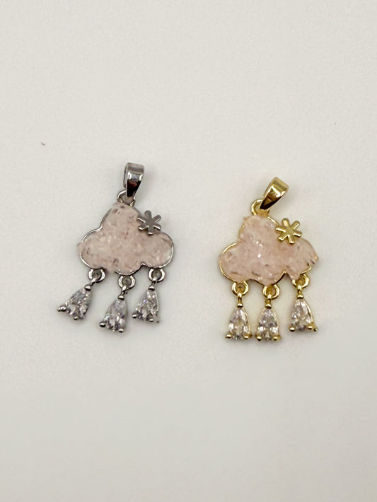Druzy Cloud Dangle Gold & Silver Charm Pendants