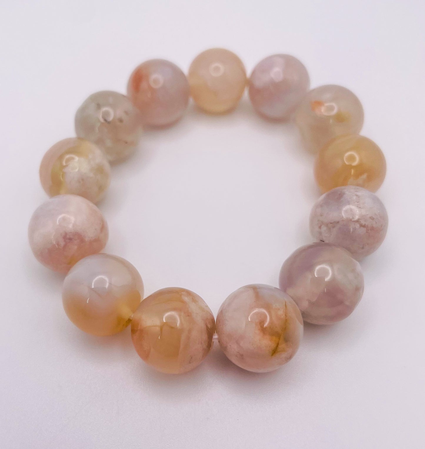 Natural Sakura Flower Agate Crystal Bracelet