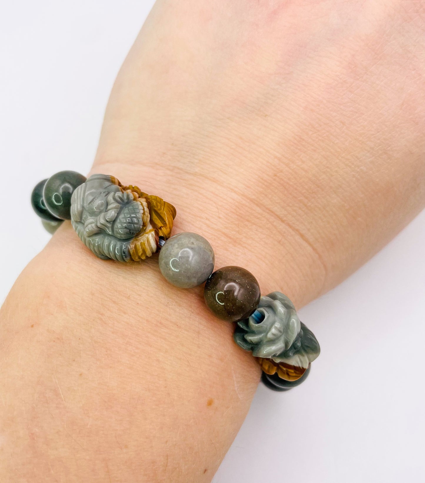 Natural Alashan Agate Baby Mermaid Statement Bracelet