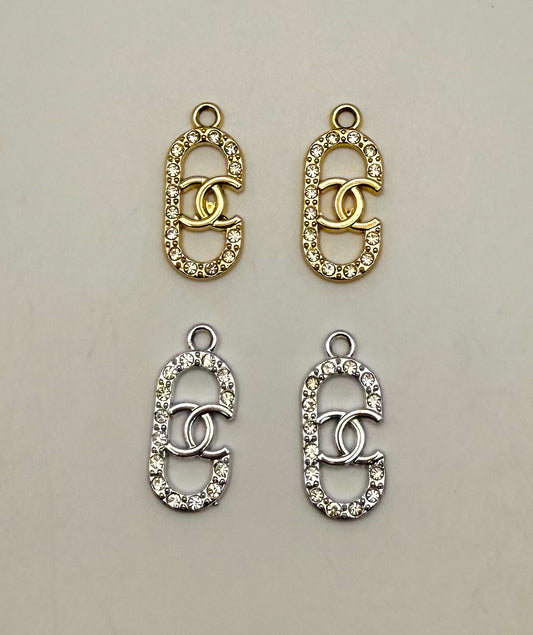 Gold and Silver Oval CC Designer DIY Charms