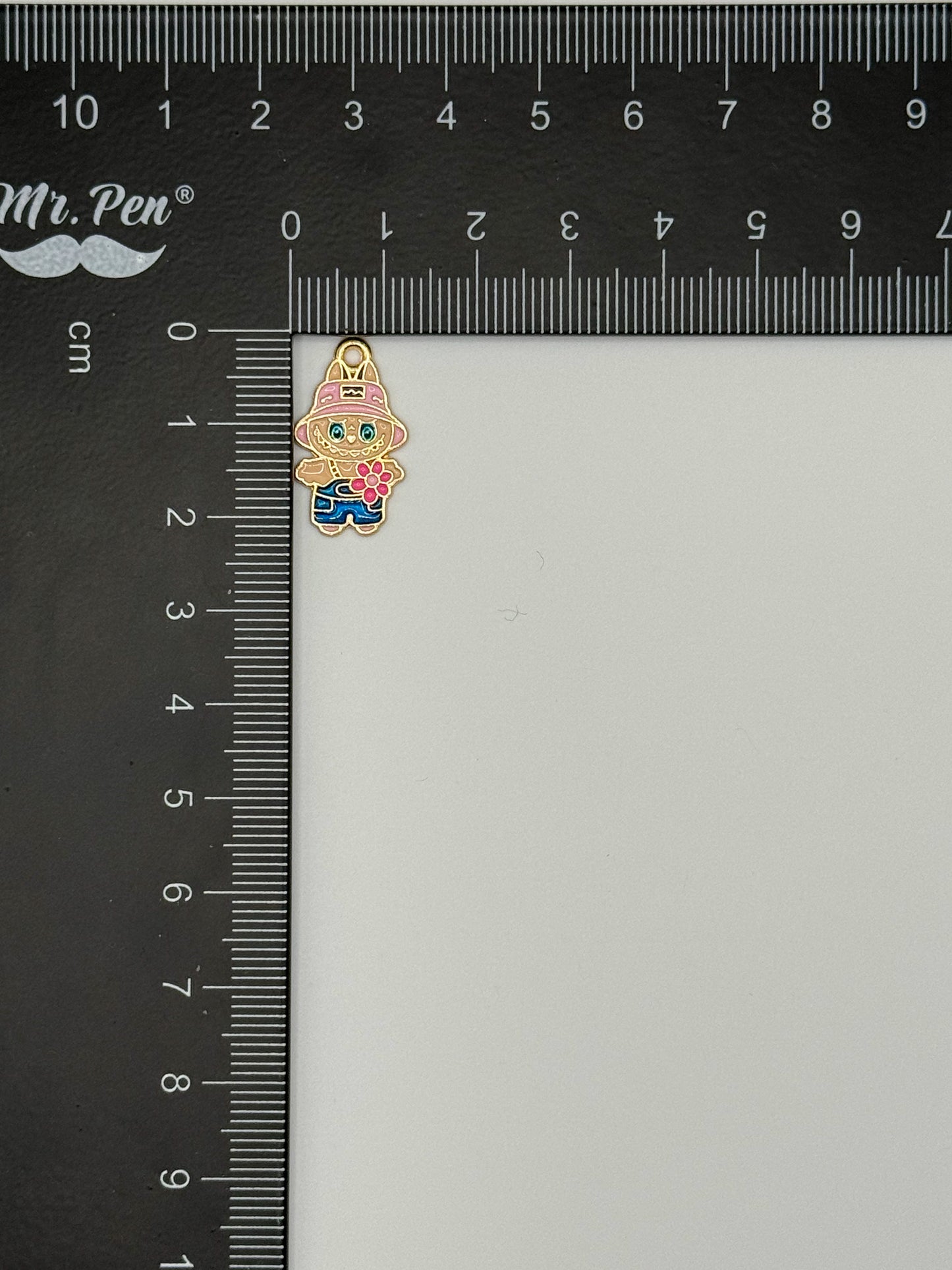 Pink Hat Labubu Gold Metal DIY Charm set