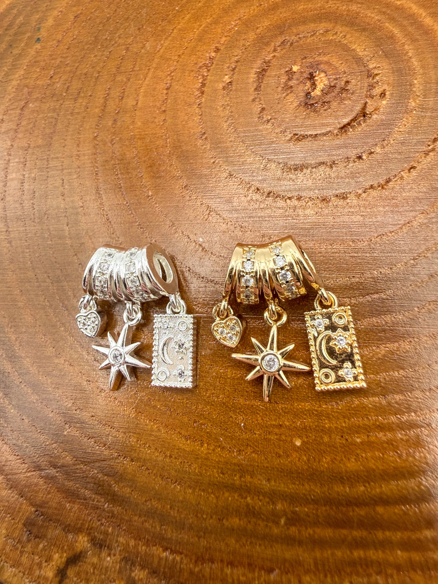 Gold & Silver Sun Moon Tarot Charm Pendant Pandora Style