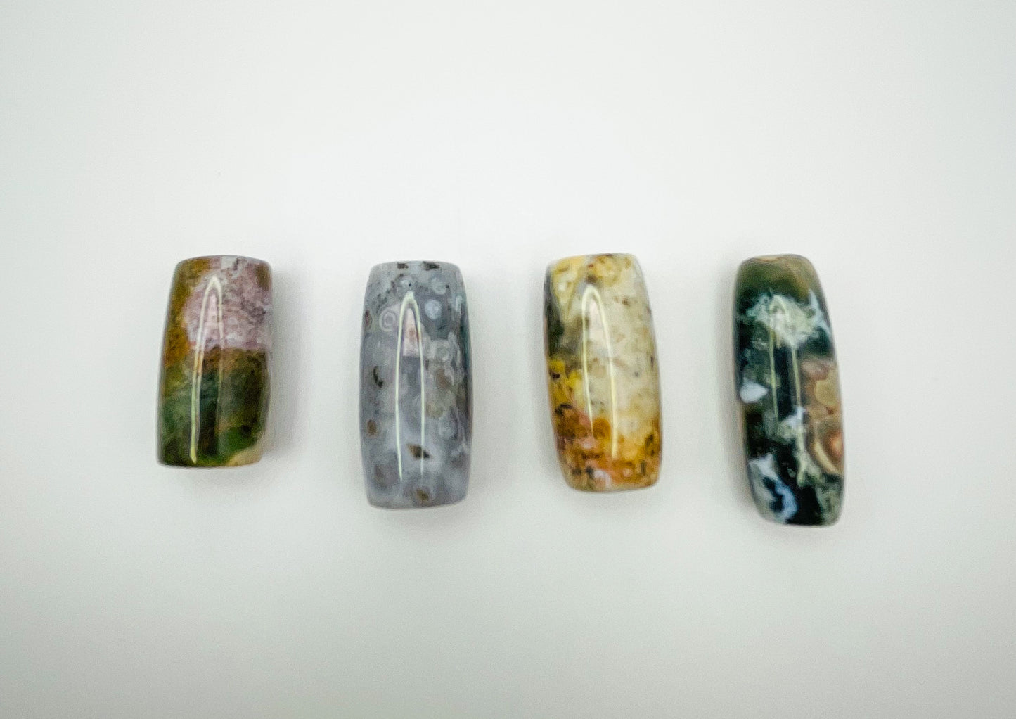 Natural Ocean Jasper Focal Barrel  Crystal Beads