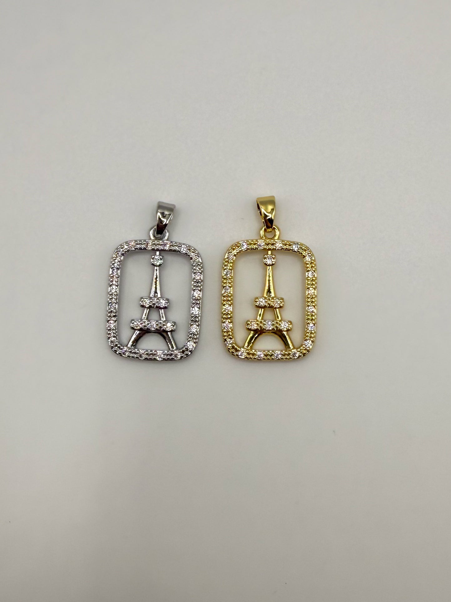 Eiffel Tower Gold & Silver Charm Pendant