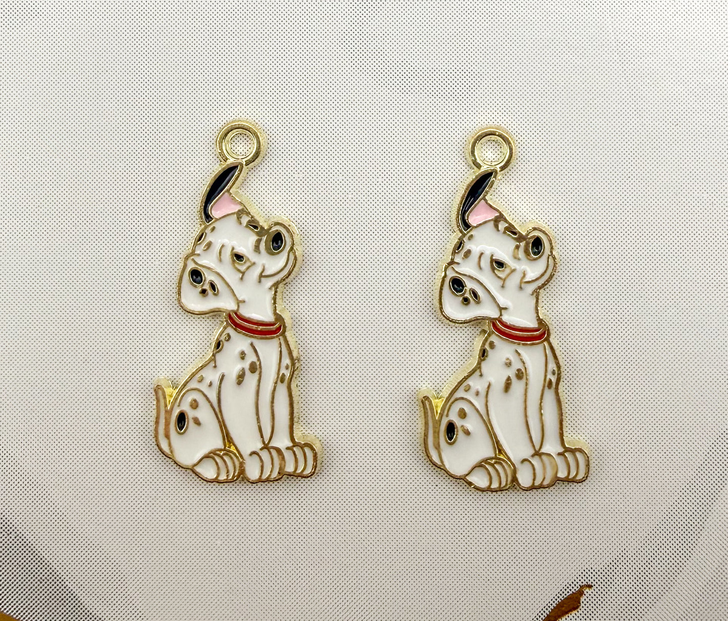 Dalmatian’s Gold Enamel Metal Charms