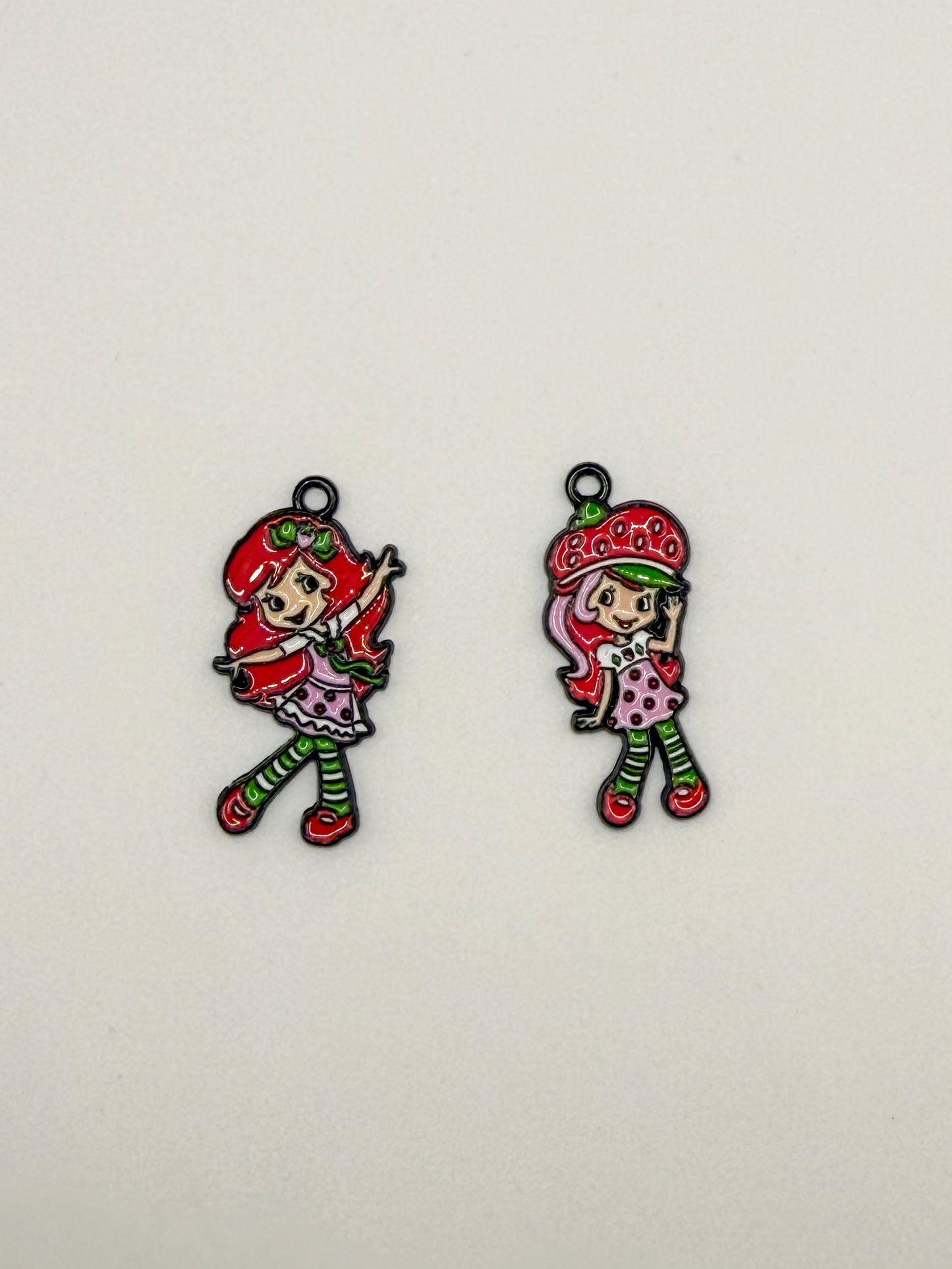 Strawberry Girl Metal Charm