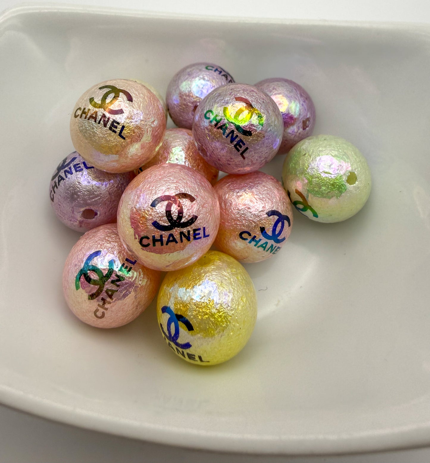 Colorful Metallic 16mm DIY Pen Keychain Acrylic Bead Set