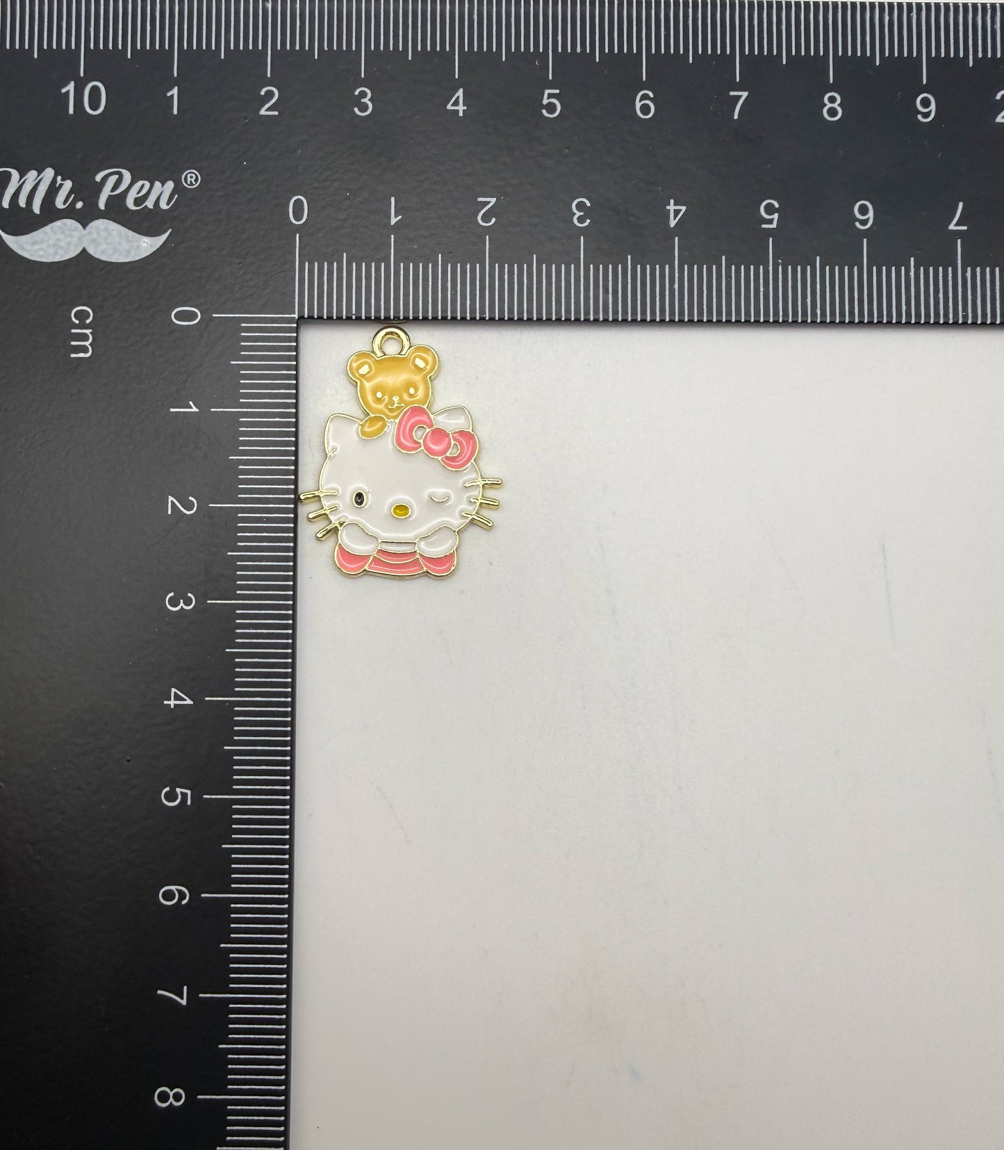 Gold Hello Kitty with Teddy Bear Metal DIY Charms