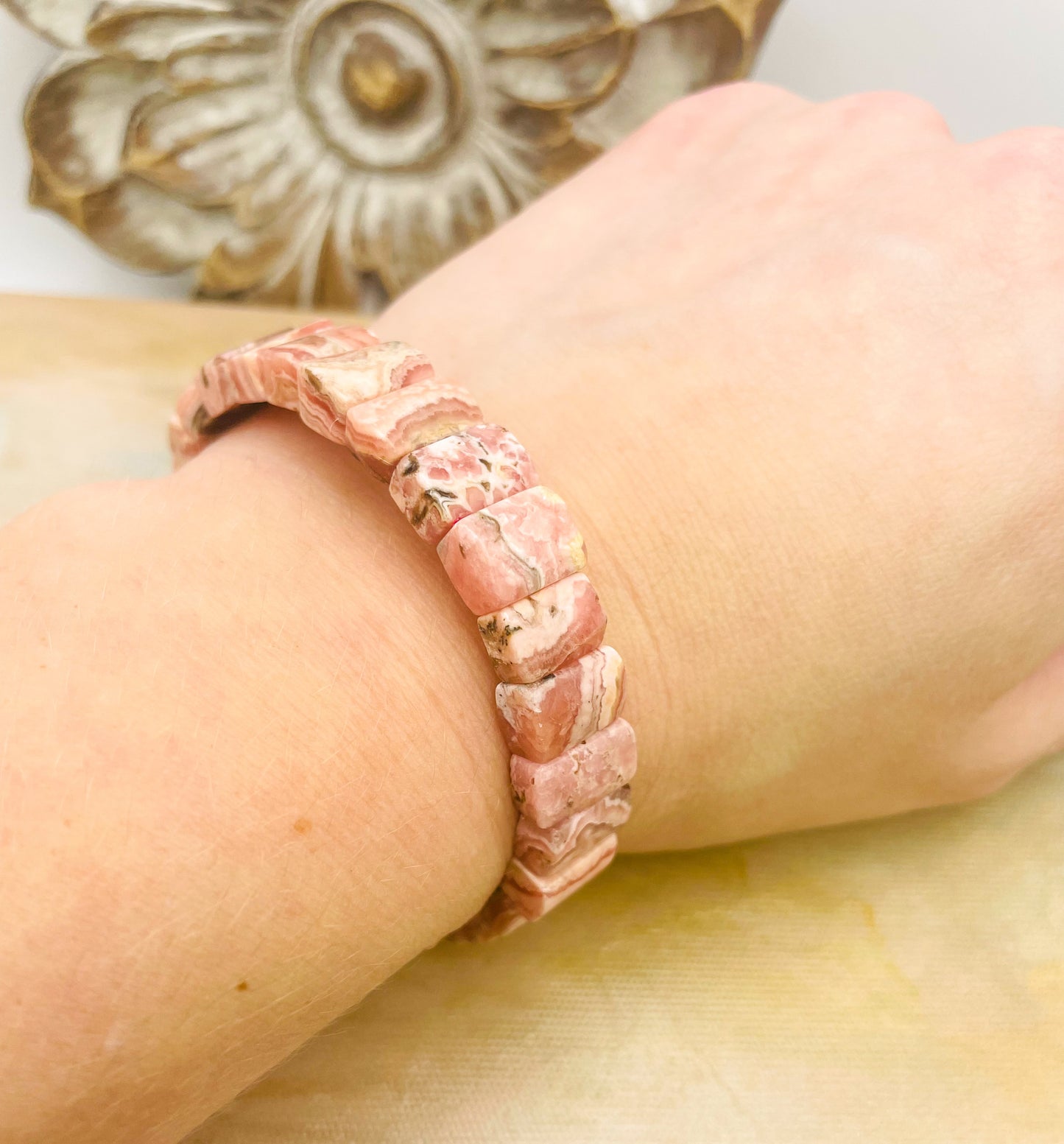 Natural Rhodochrosite Bangle Crystal Bracelet