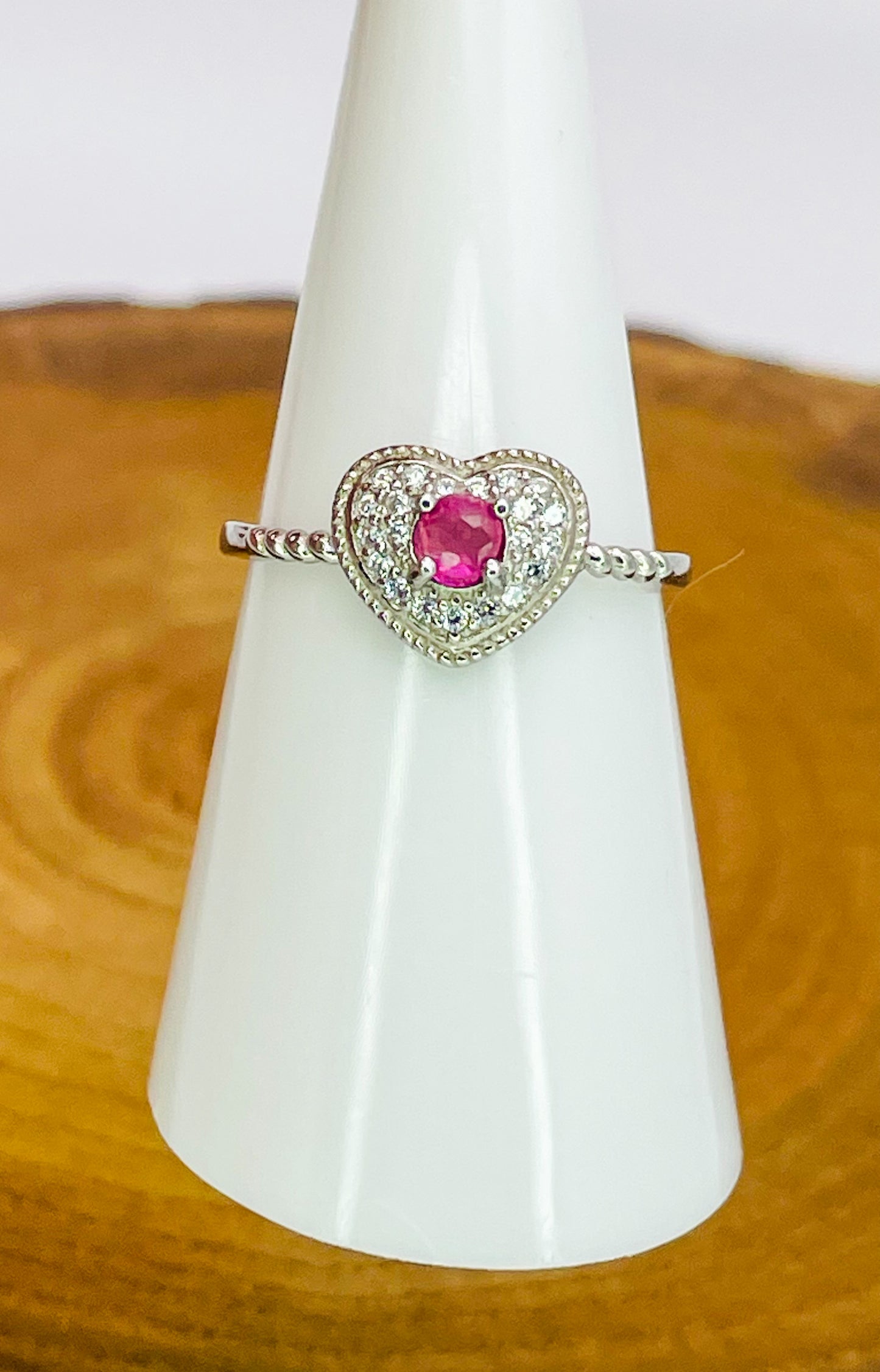 Sterling Silver S925 Natural Ruby Adjustable Rings