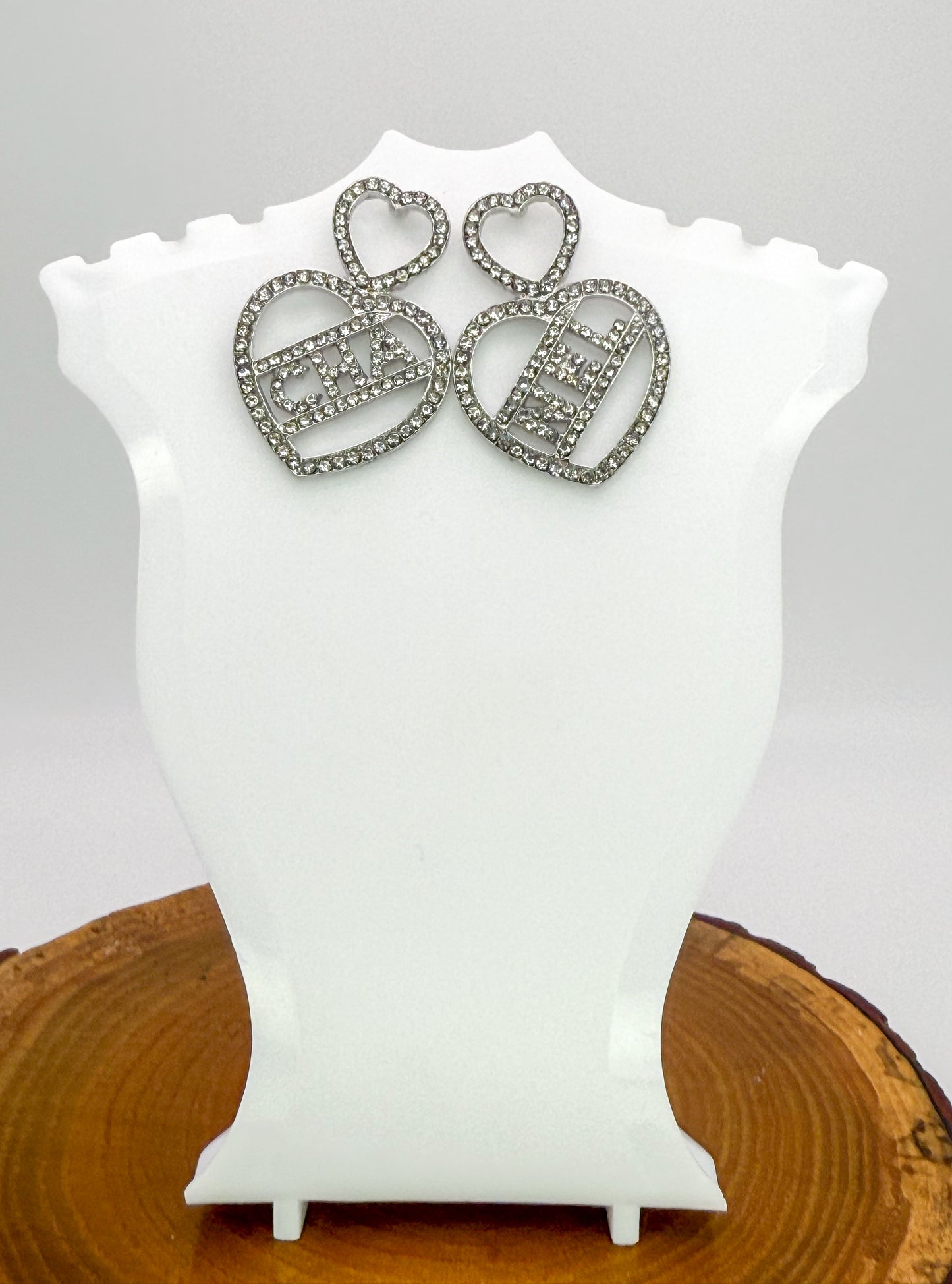 Chanel Designer Silver Bling Stud Statement Earrings