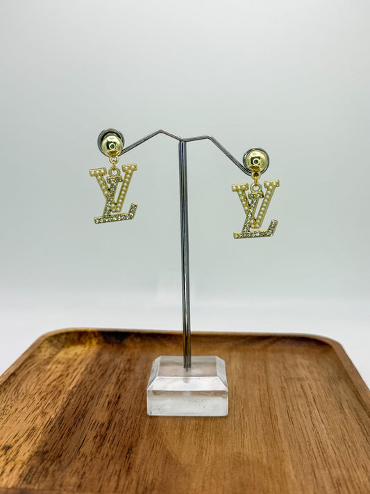 LV Gold or Silver Stud Dangle Earrings
