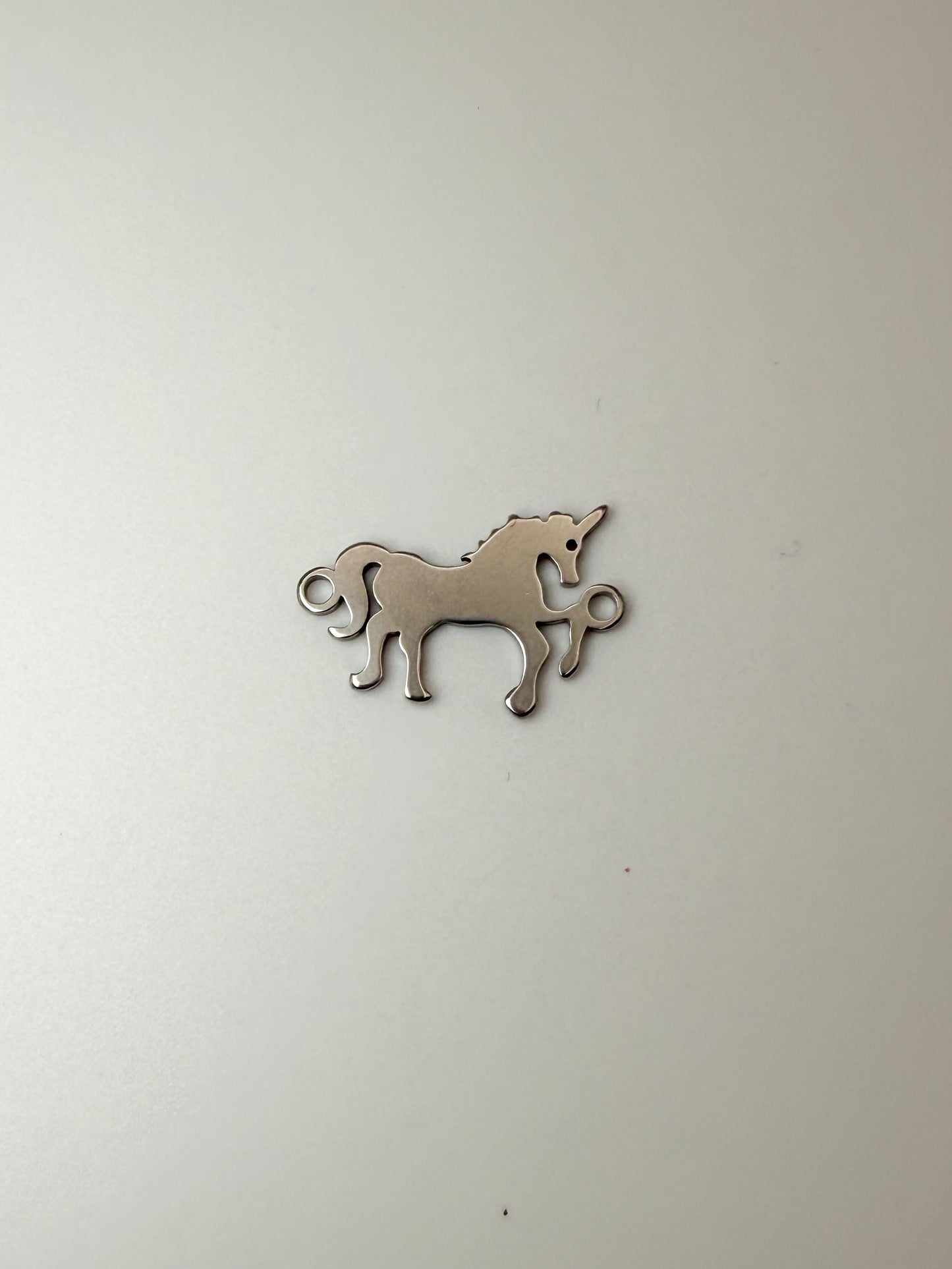 Stainless Steel Silver Unicorn Horse Charm Connector Pendant
