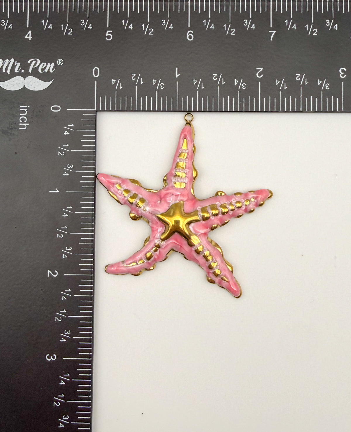 Gold Stainless Steel Pink Enamel StarFish Charm Pendant DIY