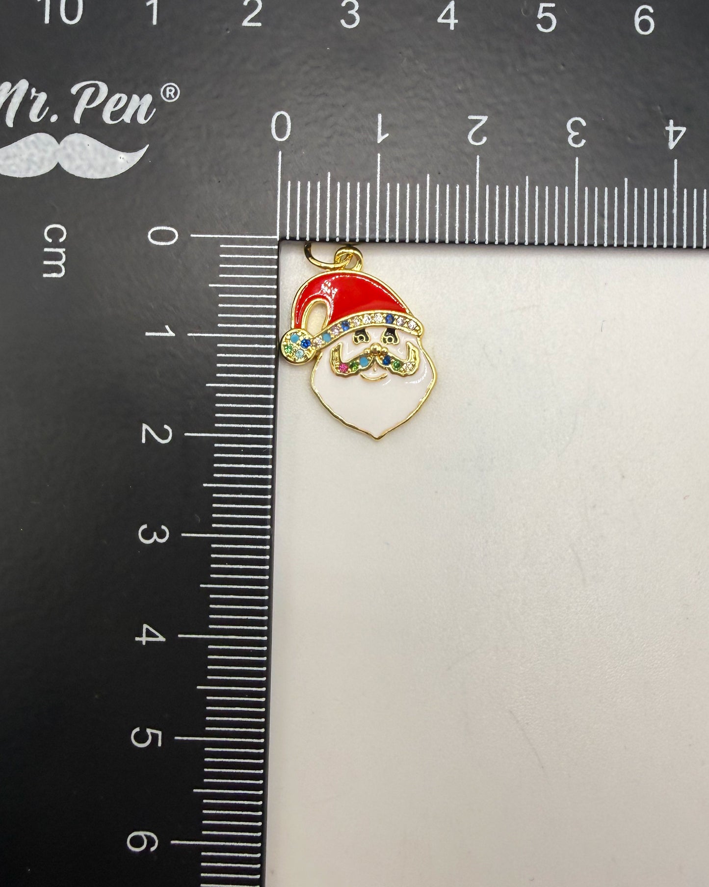 Santa Head with Colorful CZ & Enamel Silver & Pendant
